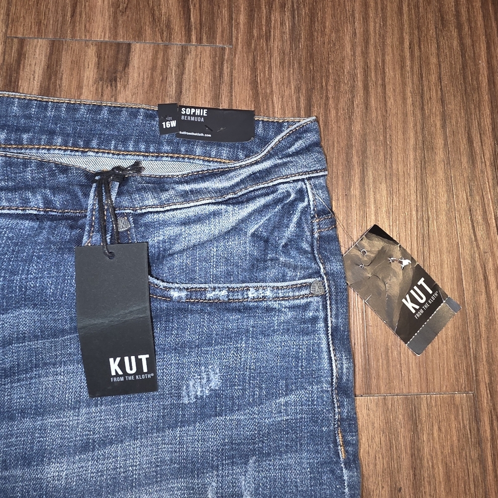 NWT SZ16W Kut From The Kloth Women Sophie Bermuda Shorts Raw Hem Cut Off Jeans - Picture 5 of 13
